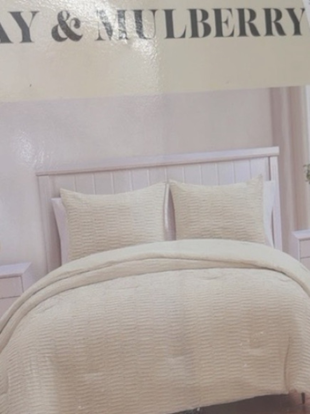 Bay & Mulberry Ivory Textured Pillow Shams Set of 2